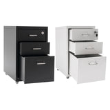 3 -Tiers  Vertical File Cabinet Metal Mobile File Cabinet with Lock Filing Cold-rolled Steel Cabinet Under Desk