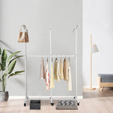 Clothing Display Rack with Wheels 6 Arms, Adjustable Height Clothes Rack 331lbs, 6 Casters 3 Brakes