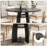 Farmhouse 47-Inch Round Kitchen Table for 4-6 People Adjustable Feet Wood Dining Table