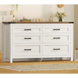 6 White Wood Dressers and Chests with Metal Handles for Bedroom or Closet Storage