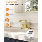 Bathroom Faucets Waterfall Bathroom Sink Faucet Stainless Steel with Pop up Sink Drain Stopper Supply Hos