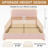 Full Size LED Bed Frame with Storage Drawers, Rounded Headboard