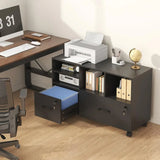 Lockable Rolling Filing Cabinet with Adjustable Shelves for Office Storage