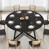 59'' Round Dining Table for 8, Wood Round Dinner Tables with Metal Base