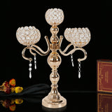 Candle Holders, 5-Arm Creative Iron Candelabra 55cm Gold for Dining Room