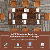 6FT Conference Table 71x35.5in Office Desk w/ Cable Grommet, Metal Legs