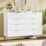 Fluted Dresser for Bedroom with 8 Drawers with Metal Handle