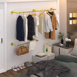 Industrial Pipe Clothes Hanging Rack: Wall Mounted Iron Clothing Storage