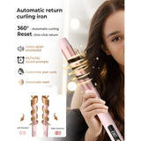 1 1/4 Inch Rotating Curling Iron for Long Hair Pink Dual Voltage Waver Tool Effortless Waves Self