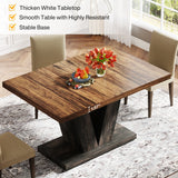 Tribesigns 47-Inch Dining Table for 4-6, White Kitchen Dinner Table with Heavy Duty Pedestal
