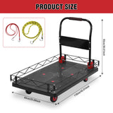 2 IN 1 Silent TPR Wheels Hand Trucks W/Steel Wire Fence Fold Pull Goods Cart