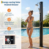 7.2FT Freestanding Solar Heated Pool Shower 9.3 Gallon Outdoor Shower Kit With Handheld Foot Faucet Hot Cold