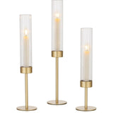 Set of 3 Tall Taper Candlestick Holders for Table Centerpiece Wedding Decor