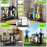 Multifunctional Rolling Golf Bags Storage Shelf Metal Sports Equipment