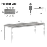 Rectangular Dining Table for 6, Farmhouse Kitchen Table, 2 m Long Wooden Dining Room Table
