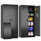 Metal Storage Cabinet with 5 Adjustable Shees, Garage Storage Cabinet with Lock