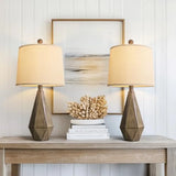 20.25' Living Room Rustic Linen Bedside Nightstand Lamps, Set of 2