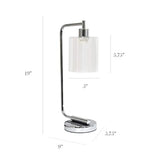 LD1036-CHR Bronson Antique Style Industrial Iron Lantern Desk Bedside Glass Shade