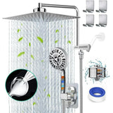 Water Showerhead, Built-in 2 Power Wash +12" Shower Extension Arm-MD DC PRINT