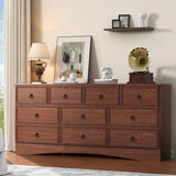 Modern Long 10 Drawer Dresser with Textured Borders, Chest of Drawers
