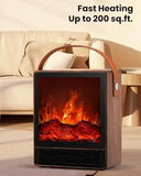 Electric Fireplace Heater 1500W with 3D Flame, Walnut Finish for Home
