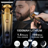 Men's Beard Trimmer Kit Electric Razor Shaver Professional Hair Clipper with Zero Gapped TBlade Nose Ear Beard