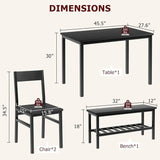 Home Dining Table Set for 4 with Bench Dining Room Table Set