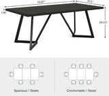 70.86" Modern Conference Table, Rectangular Meeting Desk with Metal Frame