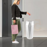 Silver Commercial Octagonal Garbage Can,Stainless Steel Large Trash Can