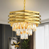 Modern Crystal Chandelier Gold Round for Dining Room for Living Room Entryway