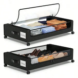 Stozle 1Pack/2Pack Under Bed Storage Boxes With Wheels, Large Capacity