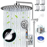 Water Showerhead, Built-in 2 Power Wash +12" Shower Extension Arm-MD DC PRINT