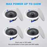 Herdio 6.5" Ceiling Speakers  640 W 2 Way Flush Mount Passive Perfect For Office Kitchen Living Room