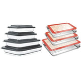 8 Pcs Glass Baking Dish Set with Lids, 9 Pcs Stainless Steel Baking Sheet