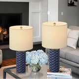 20.25" Navy Blue Ceramic Lamps Set of 2 for Living Room, Nightstand