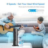 Tower Fan for Bedroom, 25 dB Quiet DC Bladeless Fan with Remote, 8 Speeds