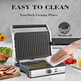 Electric Sandwich Press Grill Open 180 Degrees Indoor Grilling for Sandwich Steak Burger Adjustable Temperature Non Stick Coati