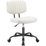 JHK Armless Office Desk Chair Back Lumbar Support Height Adjustable PU Leather Computer Chair