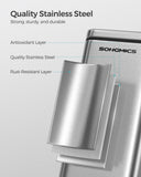 SONGMICS Bathroom Trash Can, 1.3 Gallon (5 L) Small Trash Bin with Lid, Slim for Small Spaces, Stainless Steel