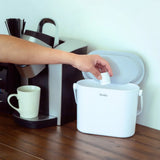 Multipurpose Plastic Kitchen Trash Can Stay Open Lid Soft Seal Countertop Garbage Bin Easy Carry Handle