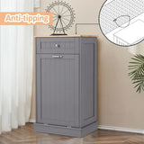 13 Gallon Wooden Freestanding Hidden Trash Can Cabinet with Odor Control,
