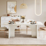 Tribesigns Modern White Dining Table for 4-6 People, 63" Large Rectangle Kitchen Table with Arch Design Legs,