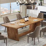 Dining Room Table: Rectangular Farmhouse Kitchen Table with Solid Pedestal