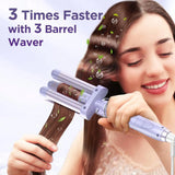 5 In 1 Wand Curling Iron-Curling Wand Set With Hair Straightener, 3 Barrels Hair Crimper Iron