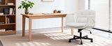 TCGBKAF White Criss Cross Chair with Adjustable Arms Chenille Swivel Vanity Chair with Side Pockets Ergonomic Cross Legged Office Chair with Wheels Adjustable Height Computer Desk Chair