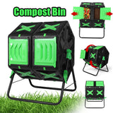 140L Dual Chamber Compost Bin Fast Assemble Tumbling Composting Tumbler