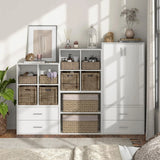 Stackable 4-Cube Storage Organizer Shelves, Wood Bookcase for Cubby Bins