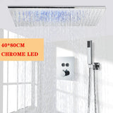 Nickel/Chrome/Black LED 40cm/80cm rectangular brass shower nozzle faucet bathroom accessories