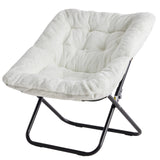 JHK 28IN Cozy Saucer Chairs Soft Faux Fur Large Size Folding Lounge Living Room Padded Seat
