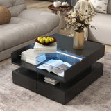 Lift-Top Coffee Table with 2 Drawers And Glass Top for Living Room